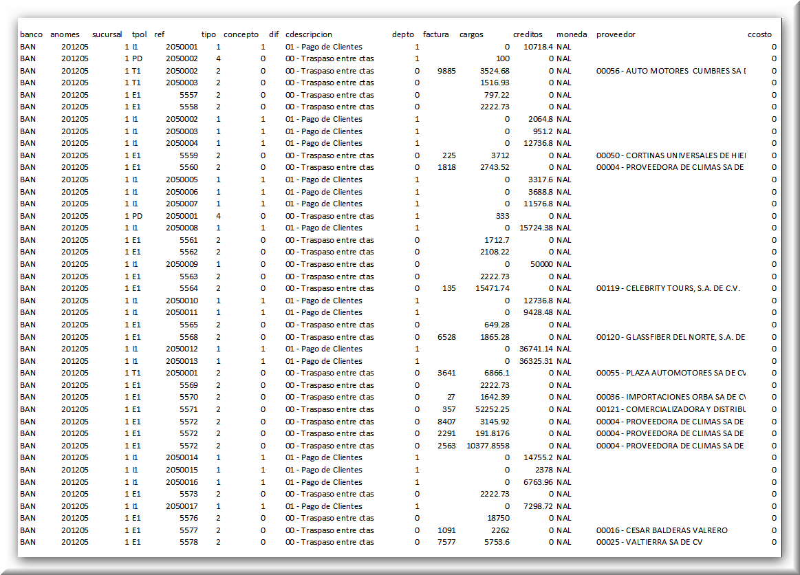 Salida a Excel (CSV)